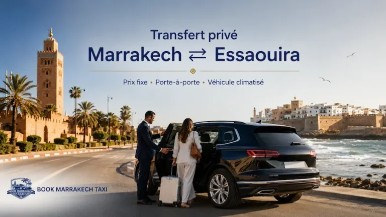 Taxi Marrakech Essaouira privé avec chauffeur professionnel et véhicule climatisé